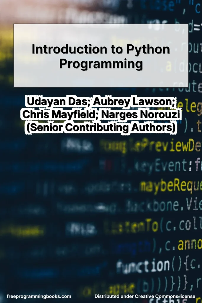 Introduction to Python Programming is an openly licensed textbook developed by OpenStax, an initiative of Rice University.