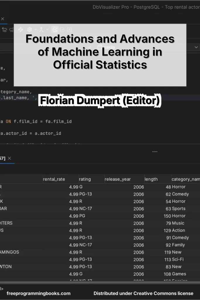 Foundations and Advances of Machine Learning in Official Statistics, edited by Florian Dumpert and published by Springer as an Open Access title in 2025, provides a comprehensive overview of current research and developments at the intersection of machine learning and official statistics.
